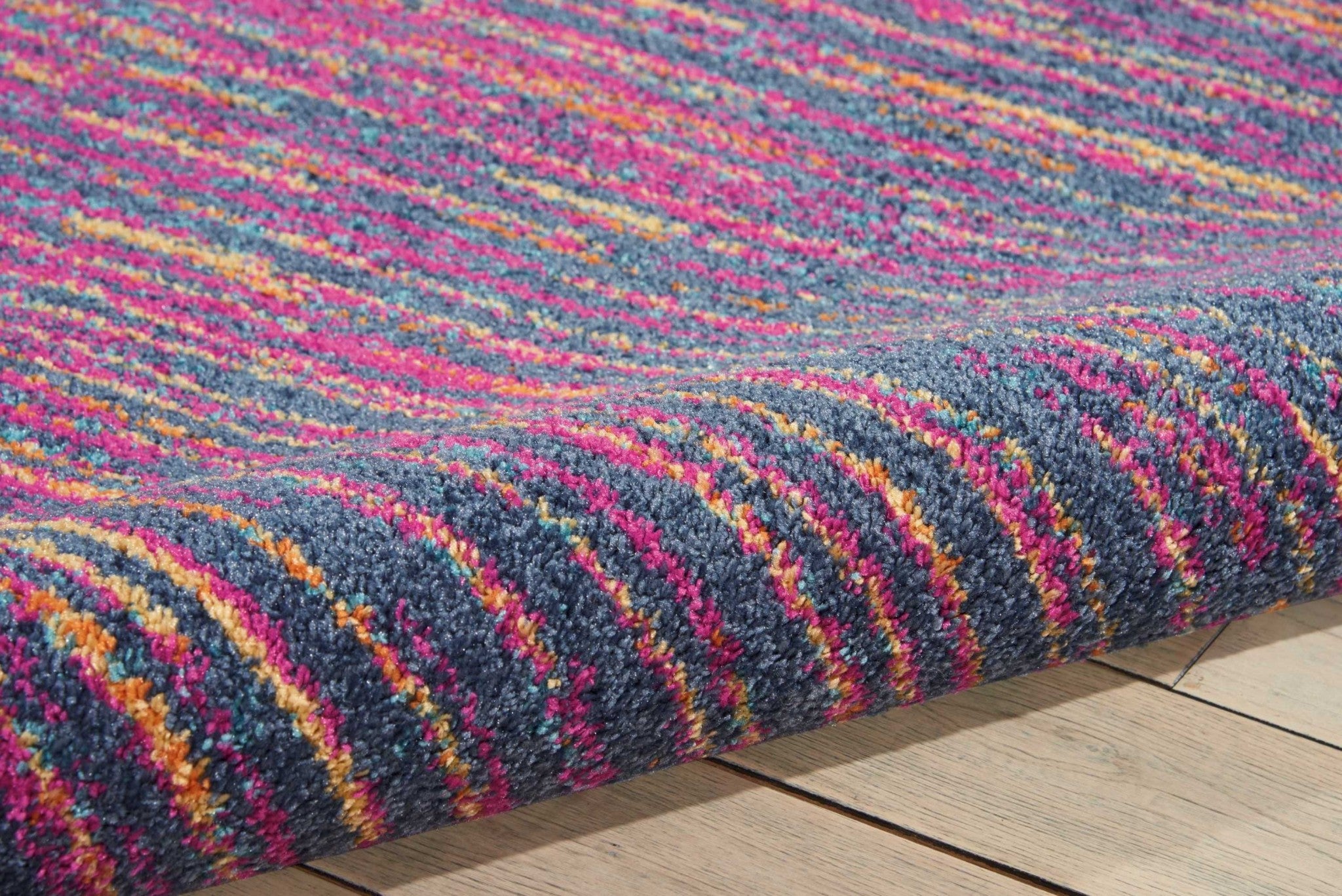 7' X 10' Blue And Pink Abstract Power Loom Area Rug