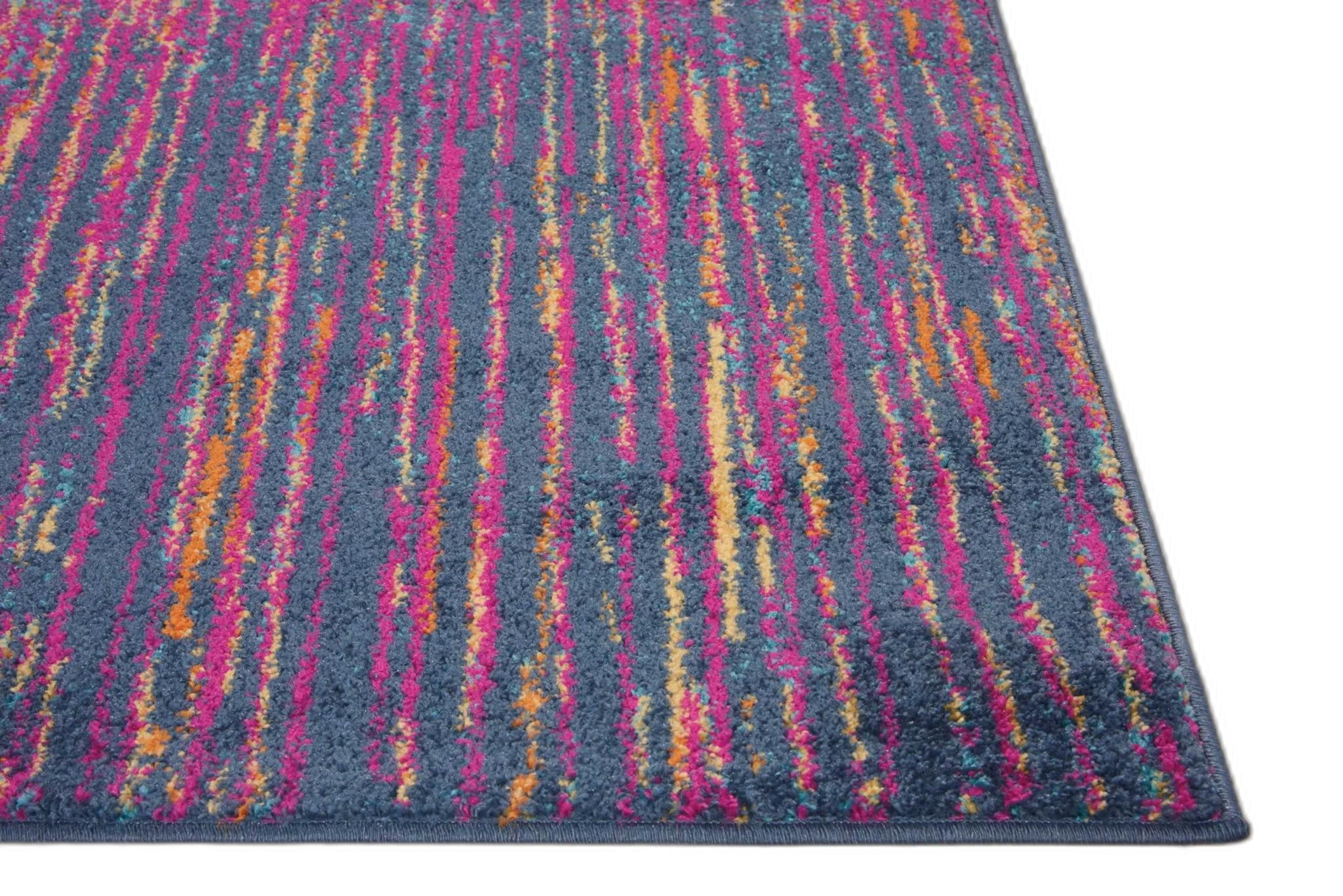 7' X 10' Blue And Pink Abstract Power Loom Area Rug