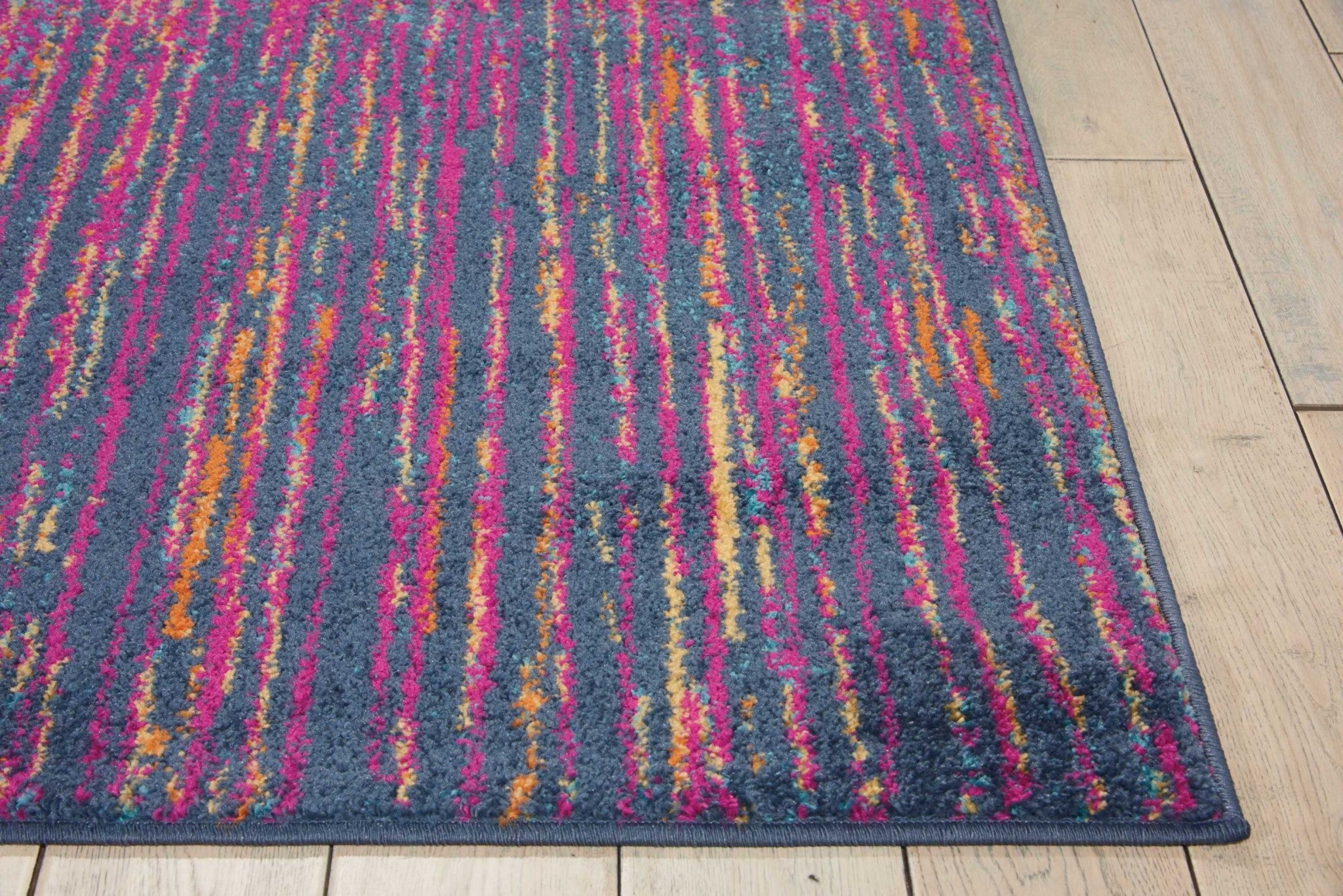 7' X 10' Blue And Pink Abstract Power Loom Area Rug