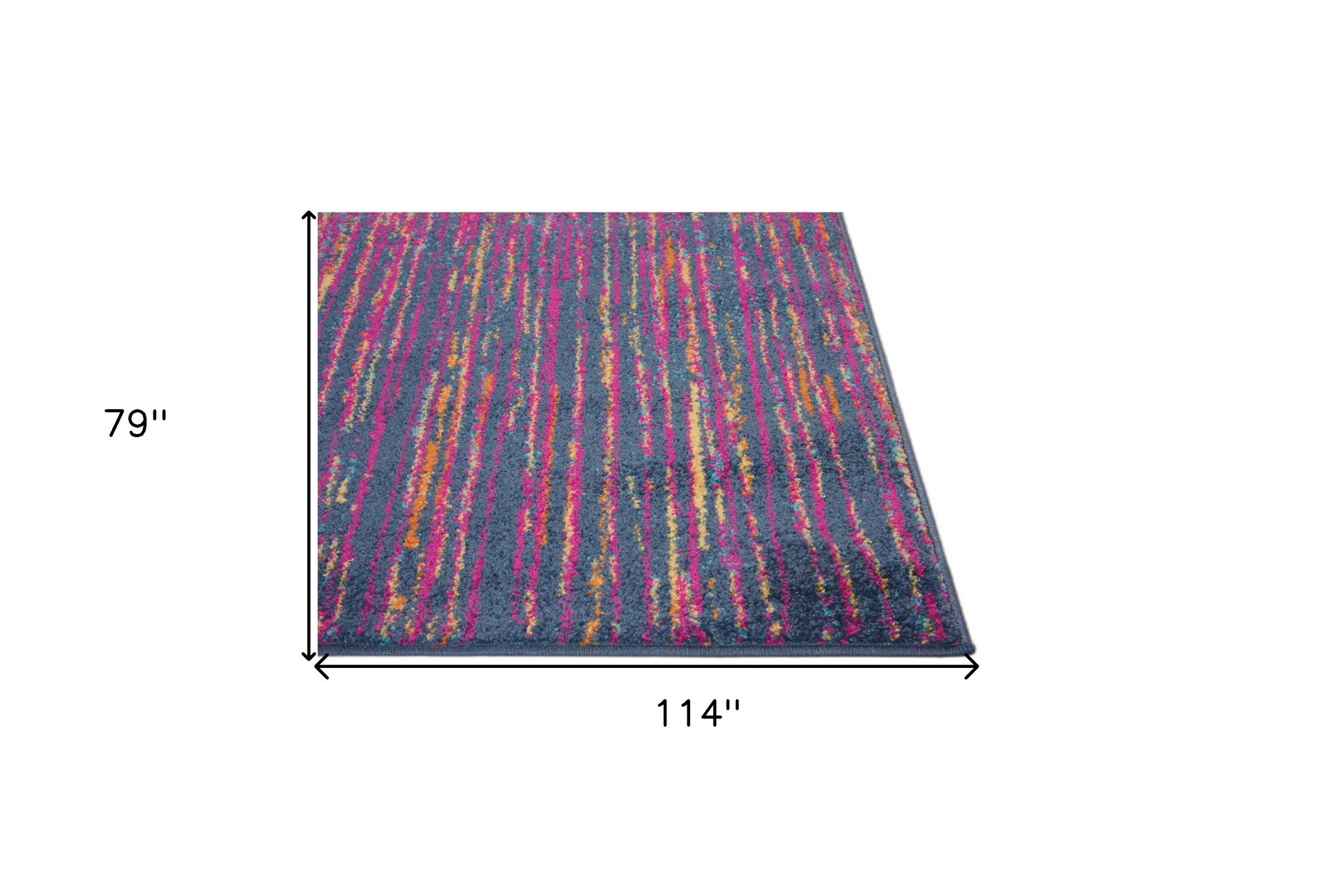 7' X 10' Blue And Pink Abstract Power Loom Area Rug