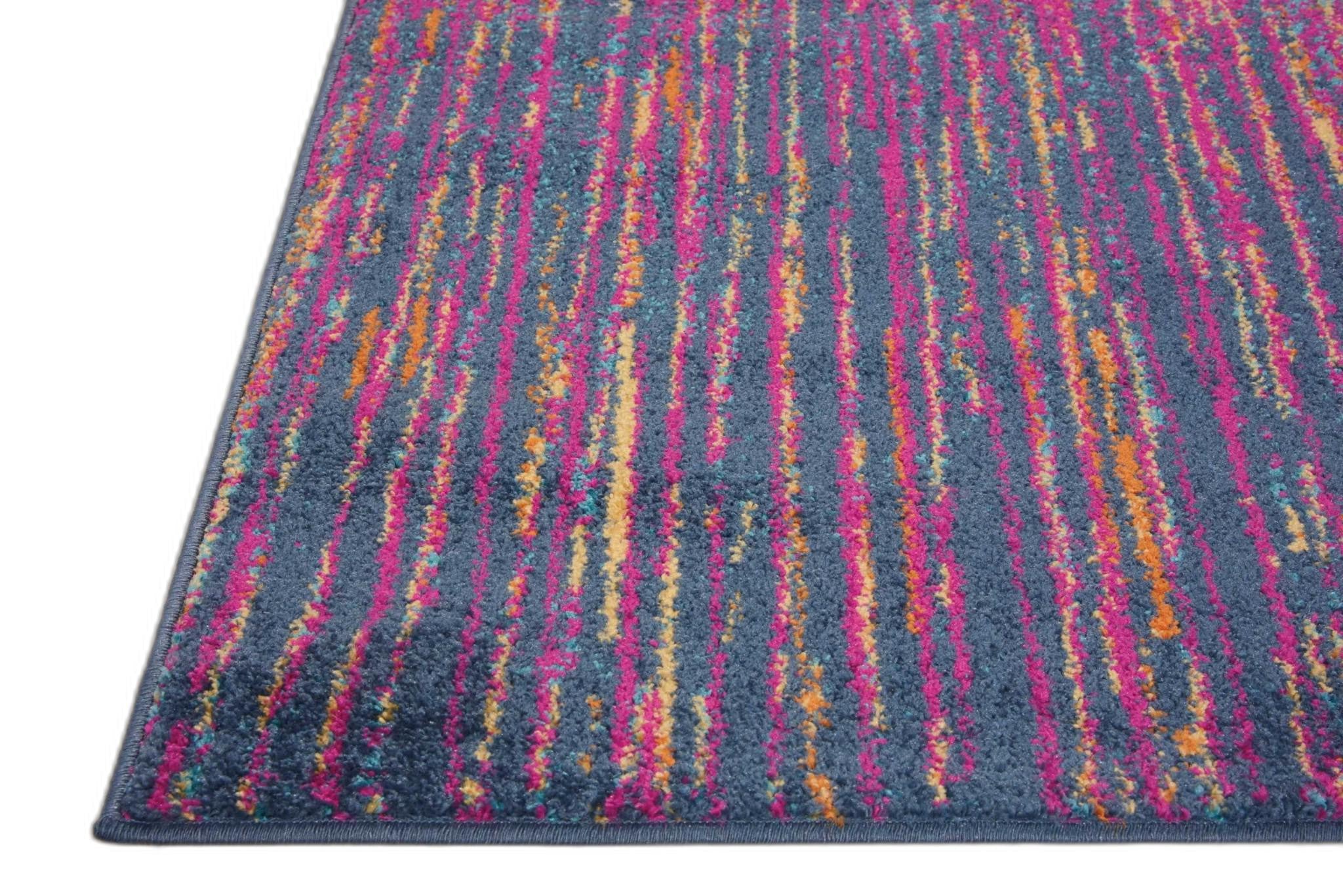 7' X 10' Blue And Pink Abstract Power Loom Area Rug