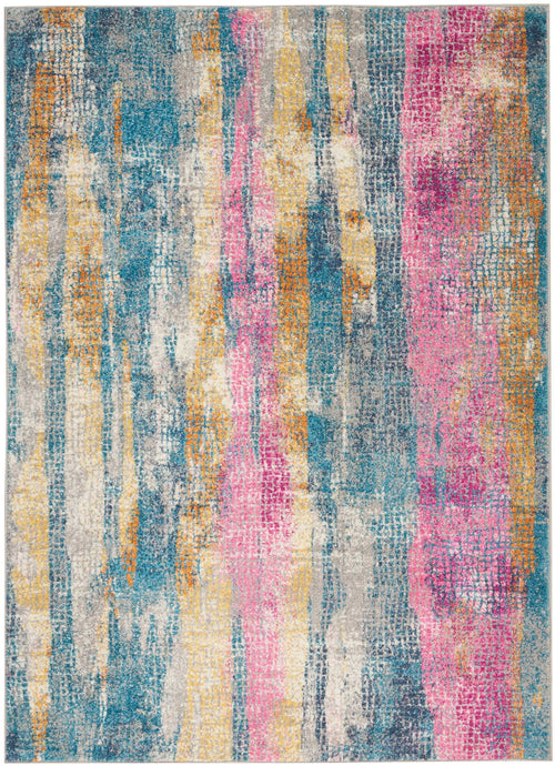 4' X 6' Pink And Blue Abstract Power Loom Area Rug