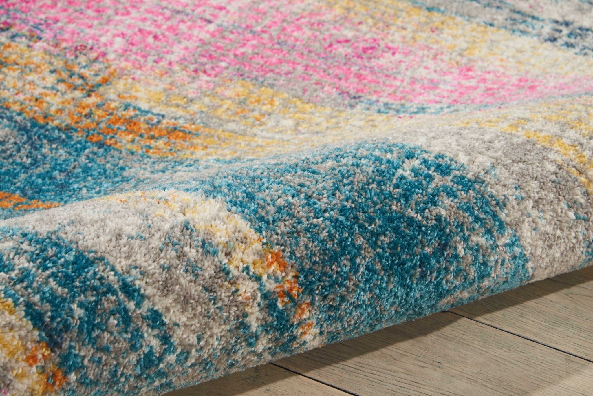 4' X 6' Pink And Blue Abstract Power Loom Area Rug