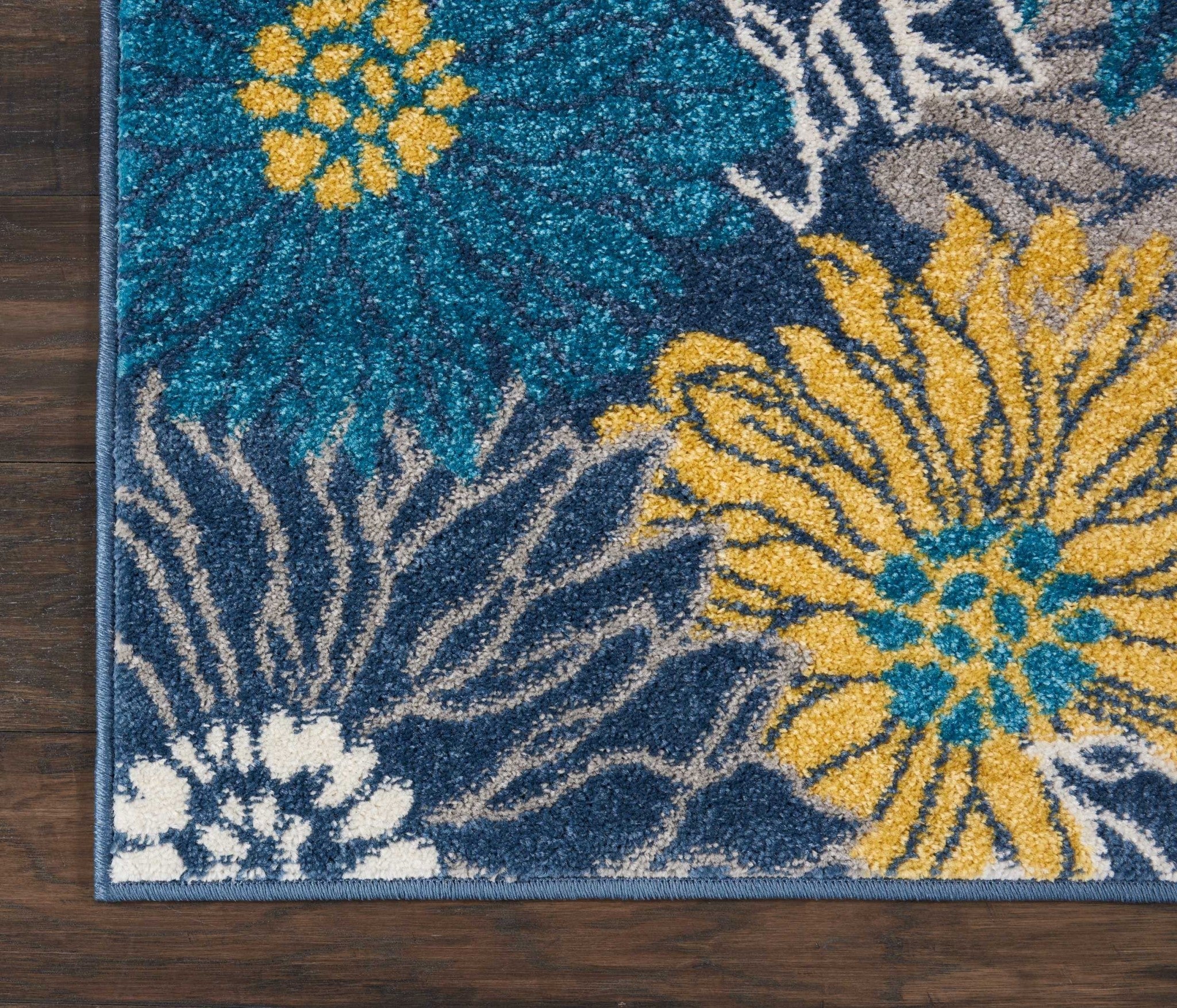 2' X 3' Blue Floral Power Loom Area Rug