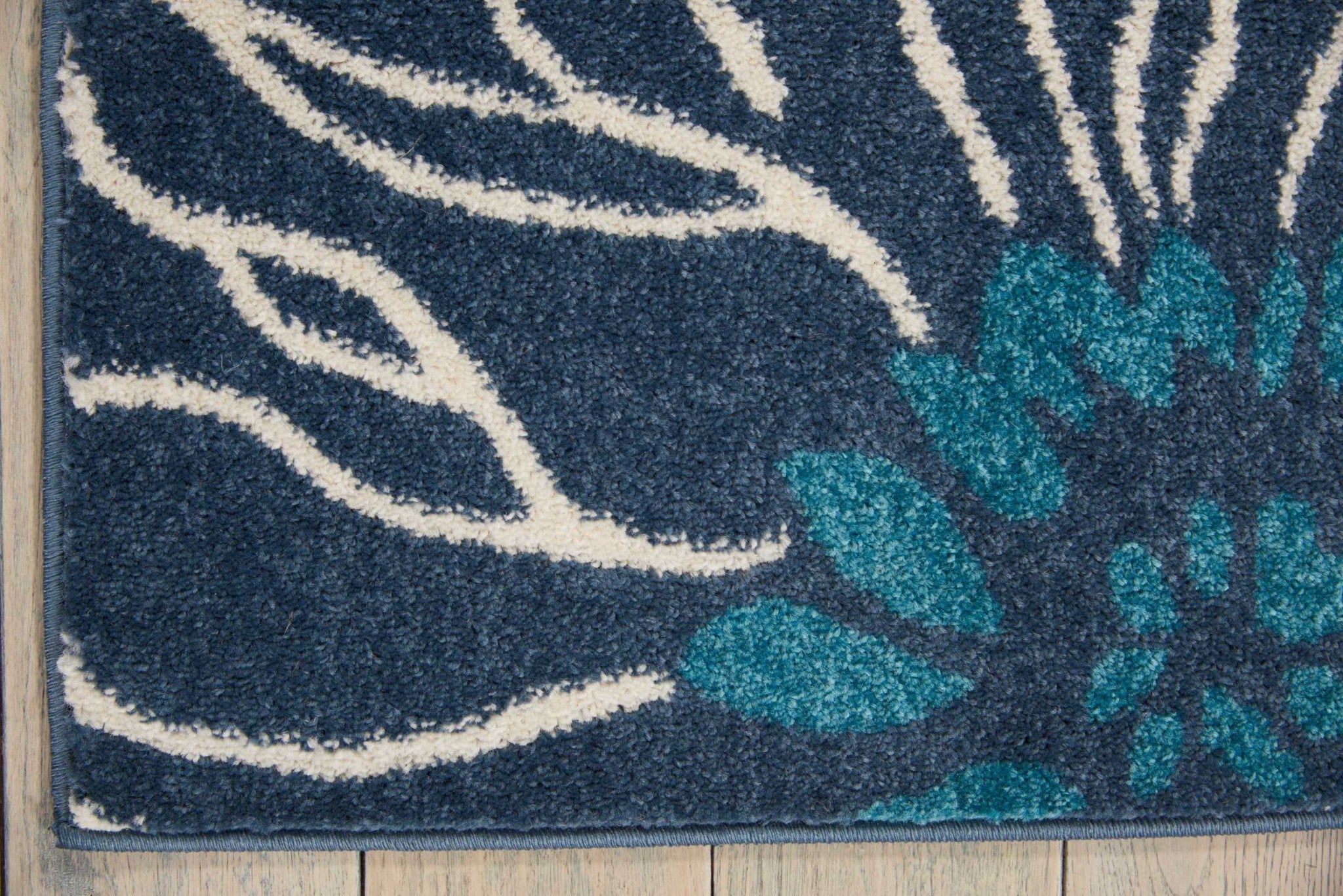 5' X 7' Blue Floral Power Loom Area Rug