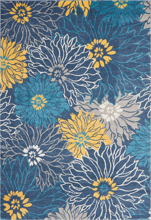 7' X 10' Blue Floral Power Loom Area Rug