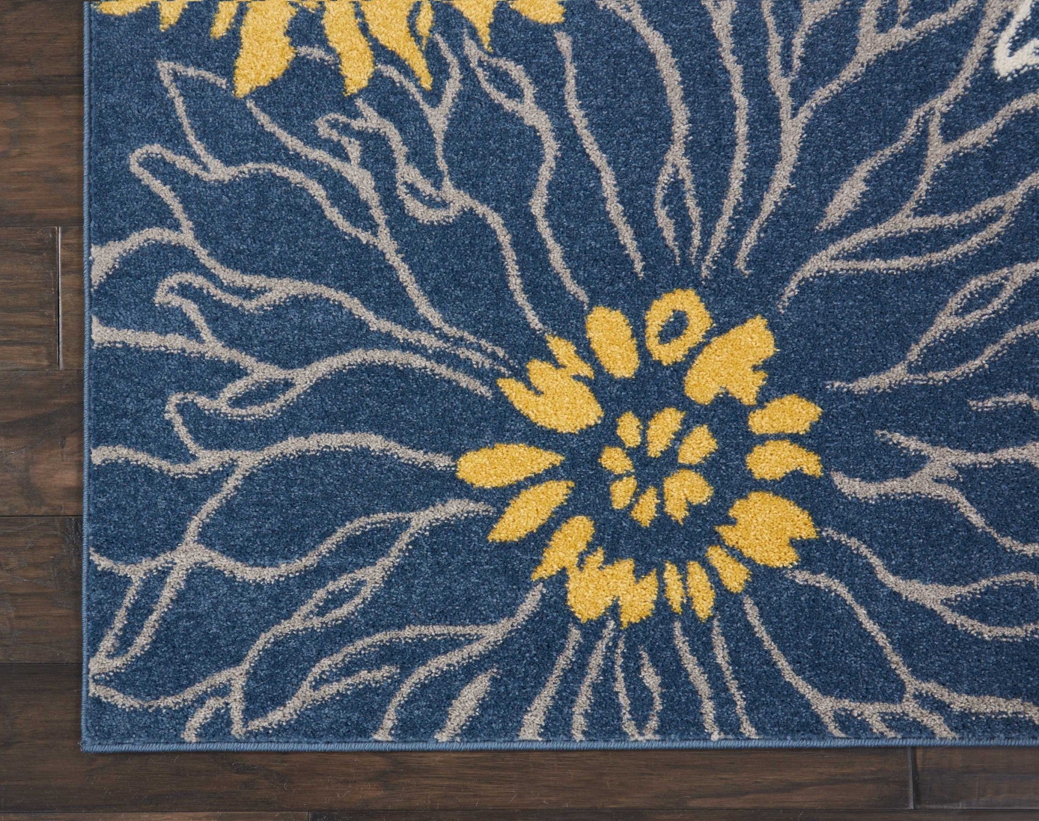 8' X 10' Blue Floral Power Loom Area Rug