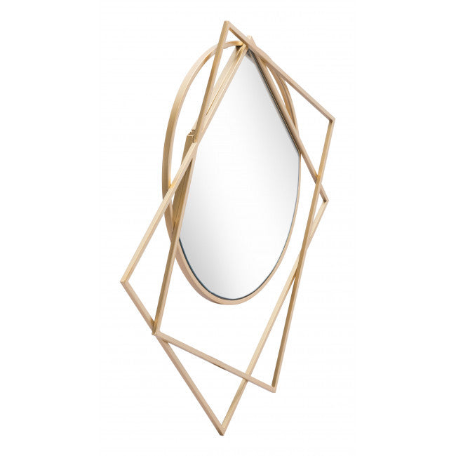 Geometric Overlaps Gold Finish Wall Mirror