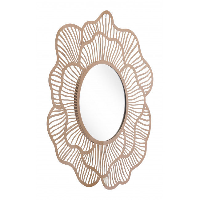 Flower Lines Gold Finish Wall Mirror