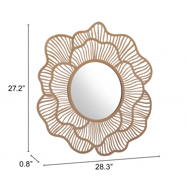 Flower Lines Gold Finish Wall Mirror