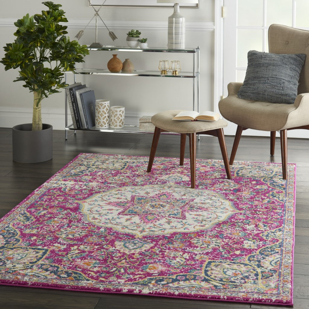 4' X 6' Pink Dhurrie Area Rug