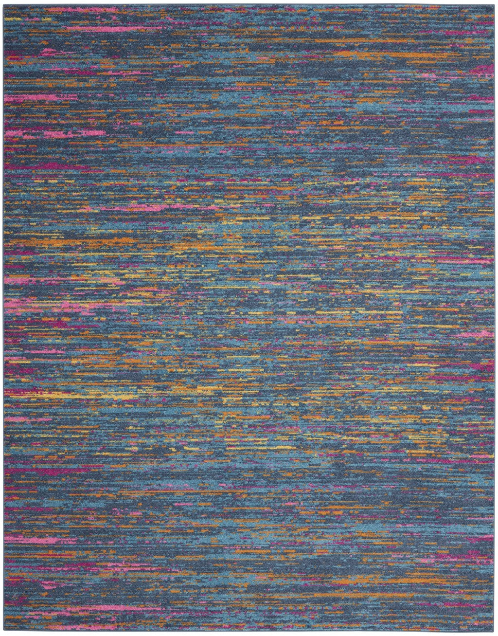 8' X 10' Blue And Orange Abstract Power Loom Area Rug