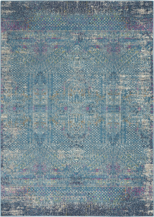 4' X 6' Blue Southwestern Power Loom Area Rug