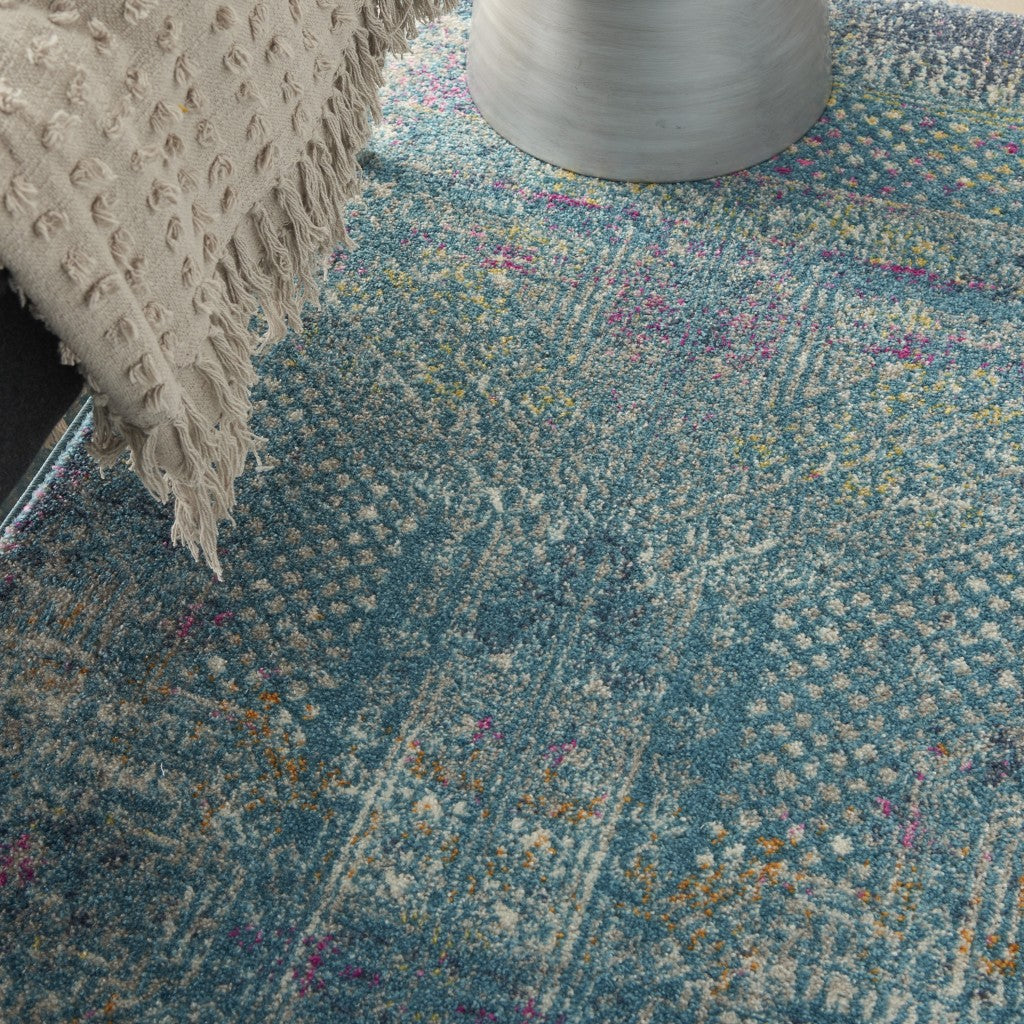 4' X 6' Blue Southwestern Power Loom Area Rug