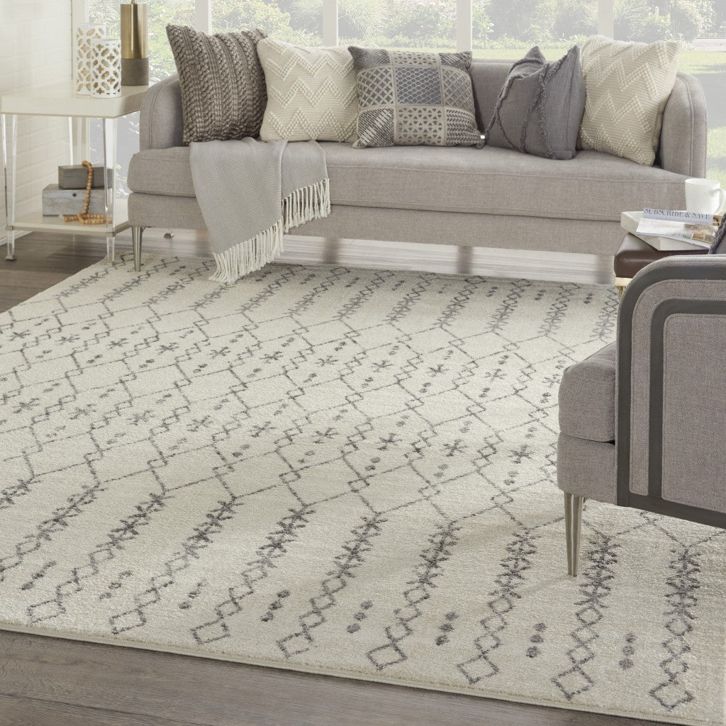 8' X 10' Gray Geometric Power Loom Area Rug