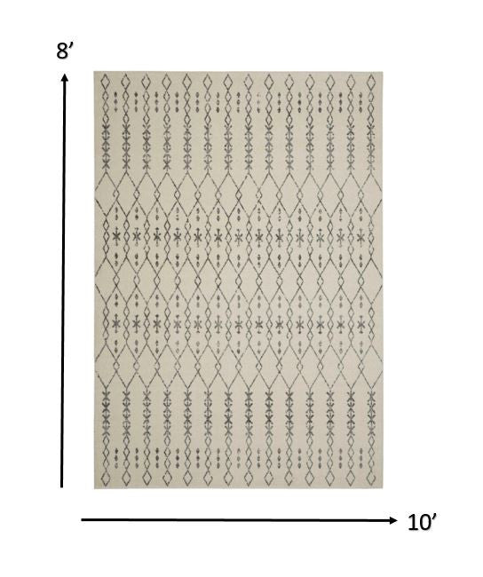 8' X 10' Gray Geometric Power Loom Area Rug