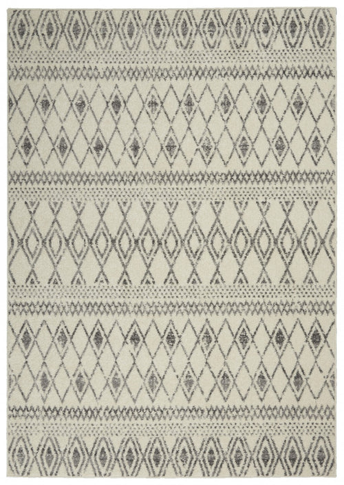 5' X 7' Gray Geometric Berber Power Loom Area Rug