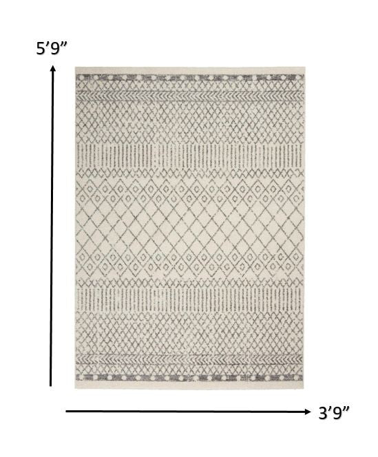 4' X 6' Gray Geometric Power Loom Area Rug