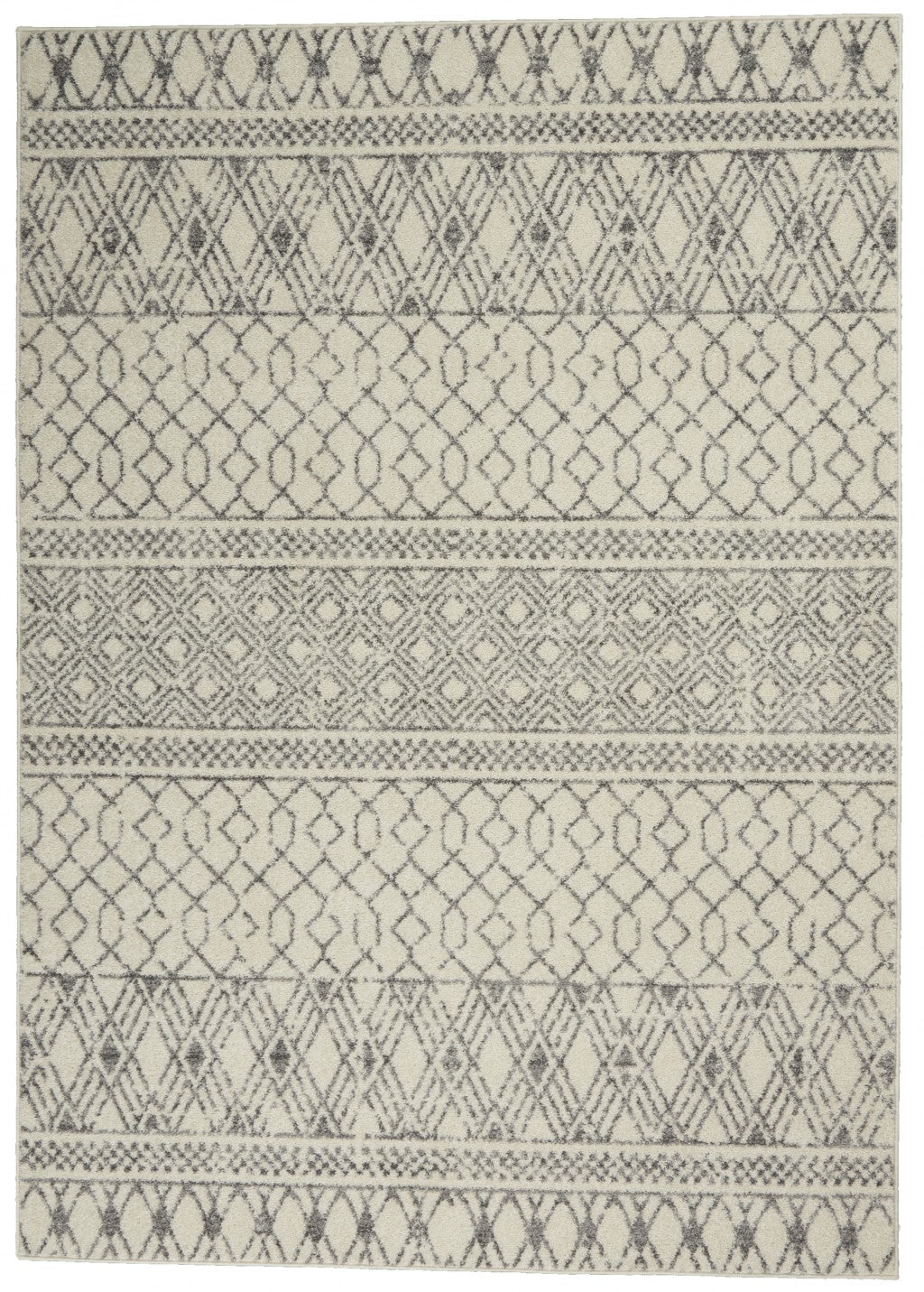 4' X 6' Gray Geometric Power Loom Area Rug