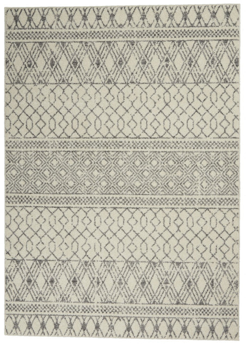 5' X 7' Gray Geometric Power Loom Area Rug