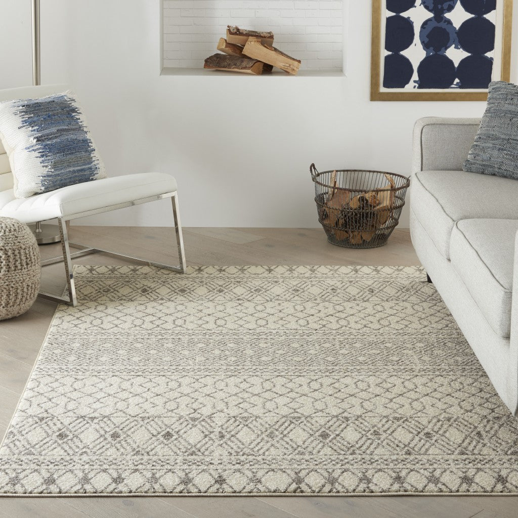 5' X 7' Gray Geometric Power Loom Area Rug