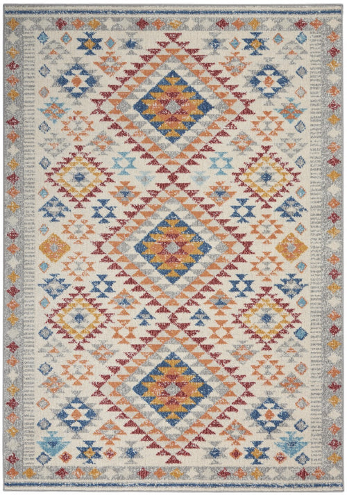 4' X 6' Gray And Ivory Geometric Dhurrie Area Rug