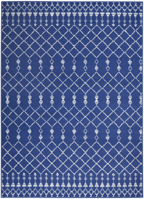 4' X 6' Navy Blue Geometric Berber Area Rug