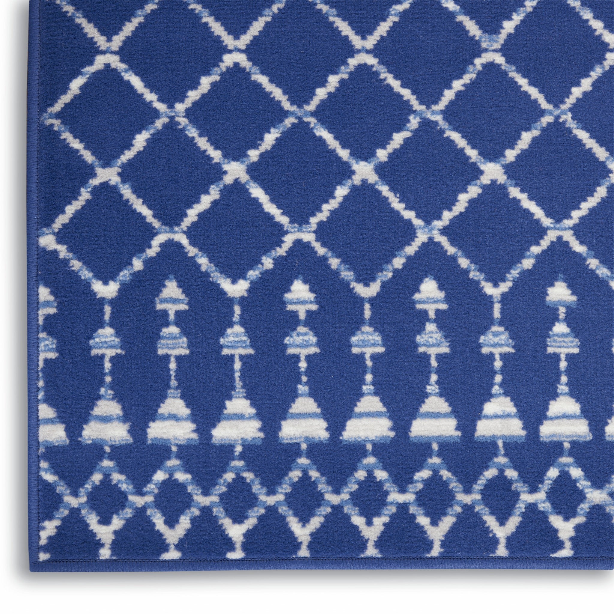 4' X 6' Navy Blue Geometric Berber Area Rug