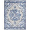 5' X 7' Blue Gray Floral Dhurrie Area Rug