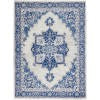 4' X 6' Blue And Ivory Floral Dhurrie Area Rug