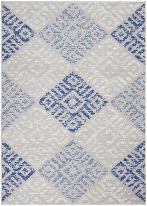 4' X 6' Blue Gray Geometric Dhurrie Area Rug