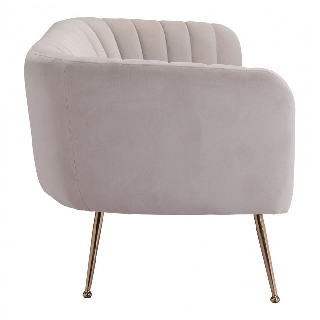 Glam Ivory Channeled Velvet with Gold Sofa