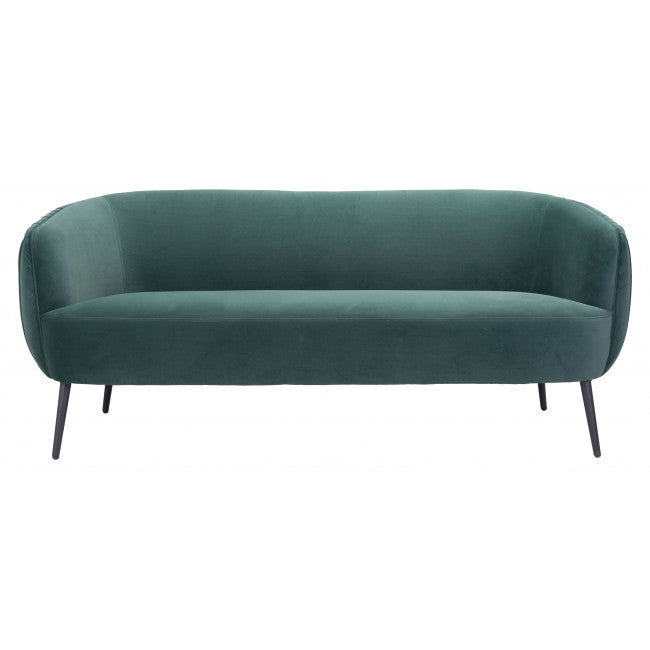 Glam Green Pleated Velvet with Black Sofa