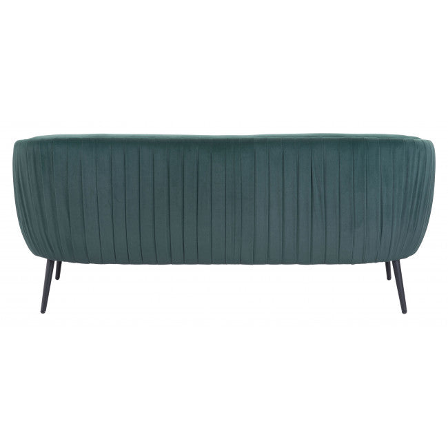 Glam Green Pleated Velvet with Black Sofa