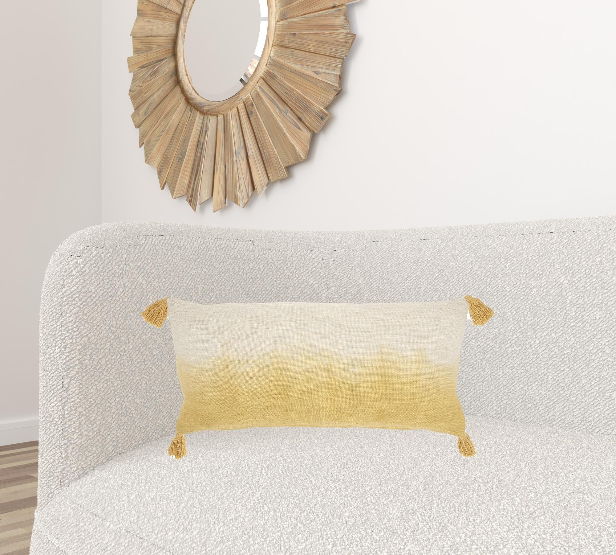 Yellow Ombre Tasseled Lumbar Pillow