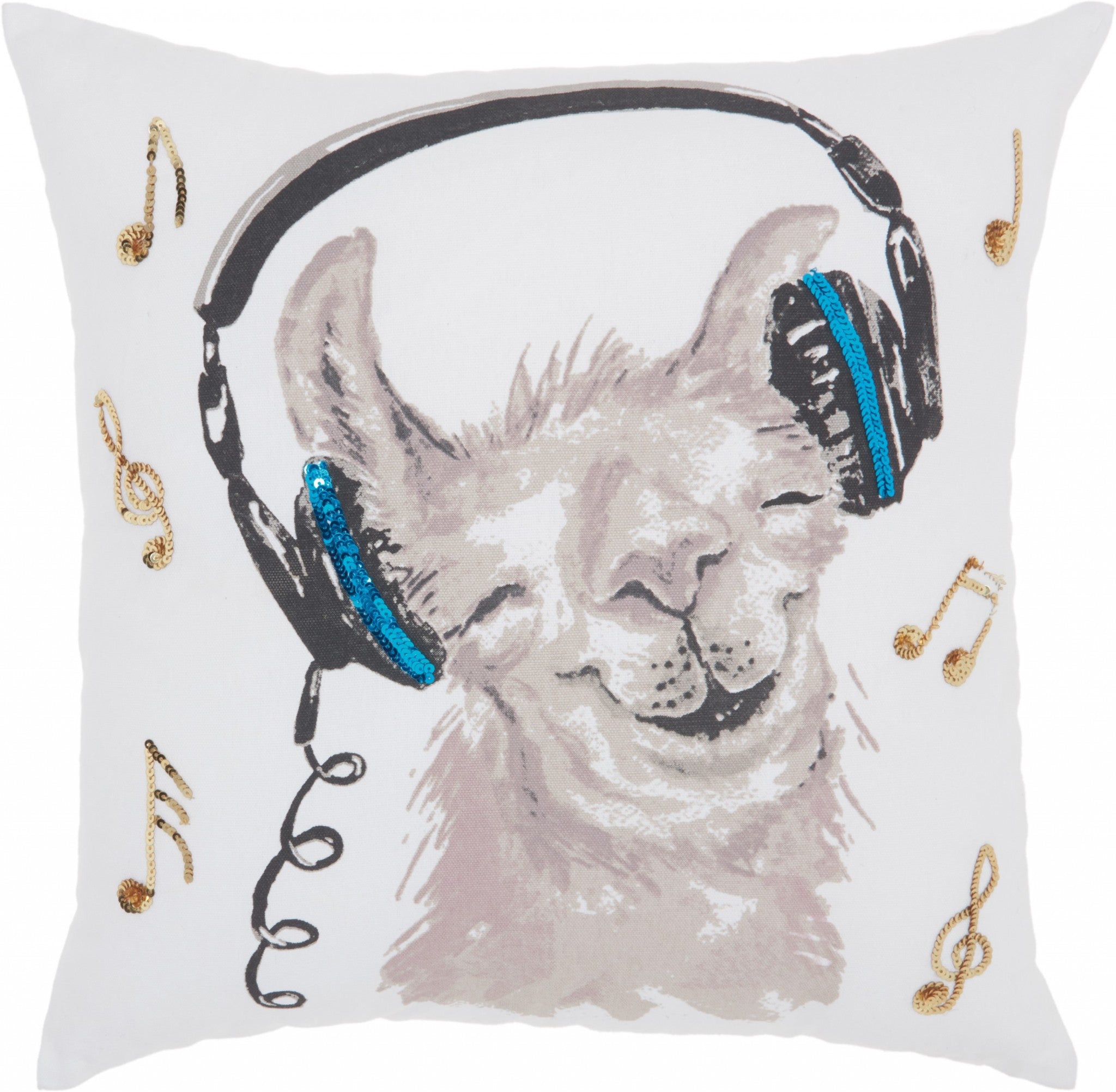 White And Teal Groovy Llama Throw Pillow