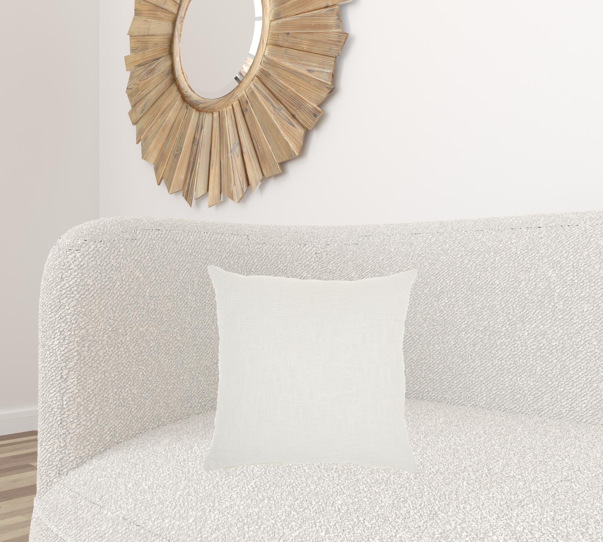 White Solid Woven Throw Pillow