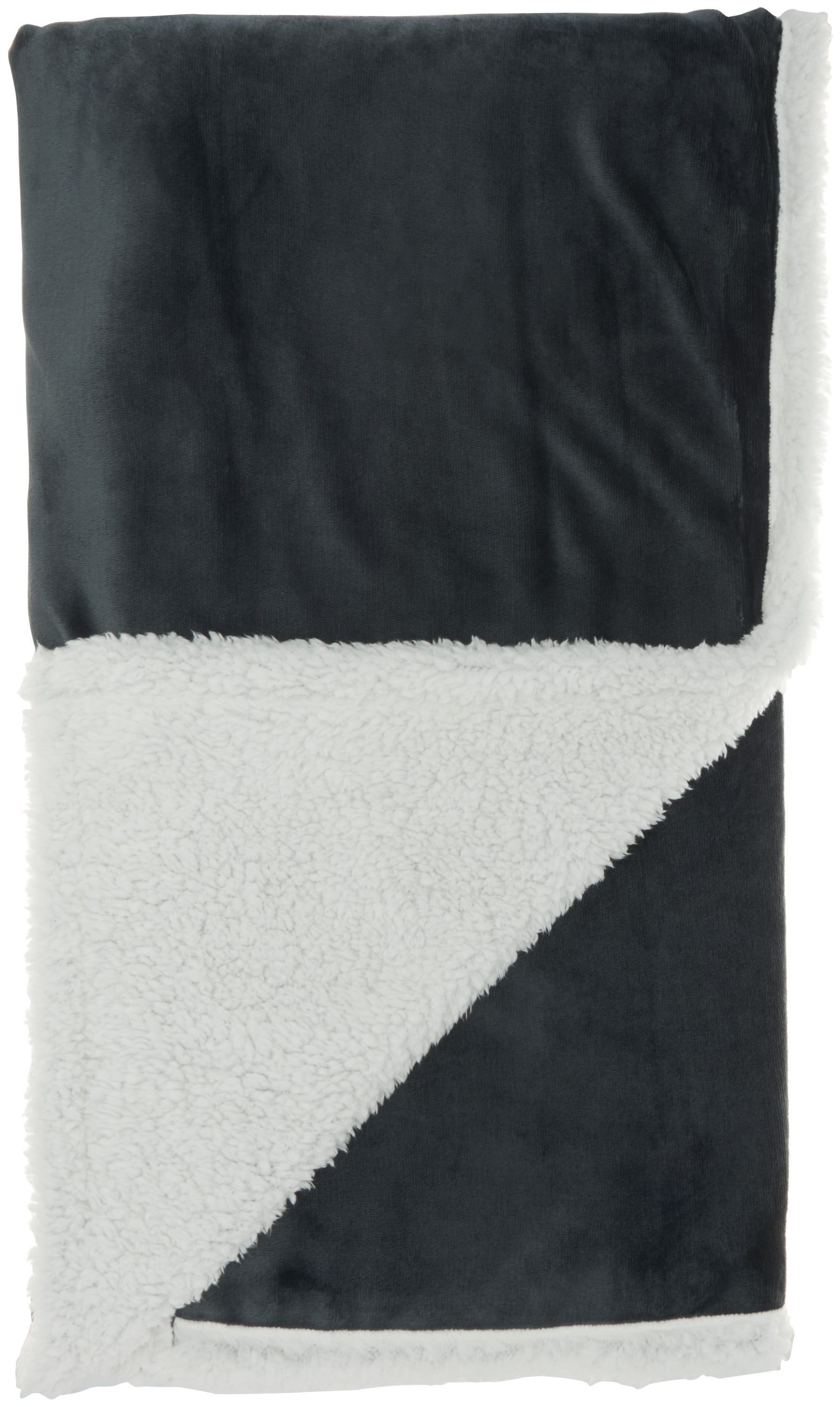 Boho Dark Gray Fleece And Sherpa Accent Throw