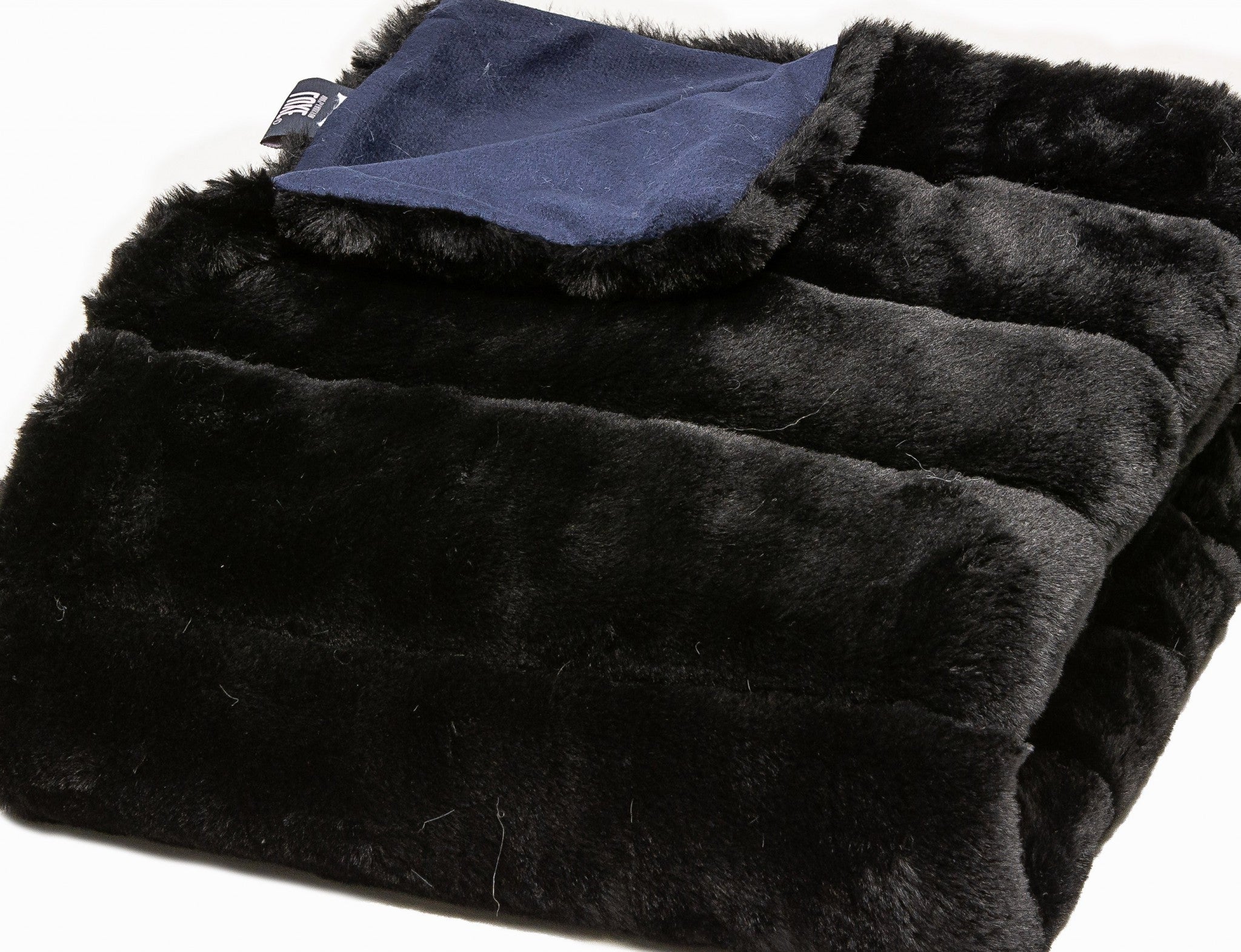 Black Faux Fur Solid Color Plush Throw