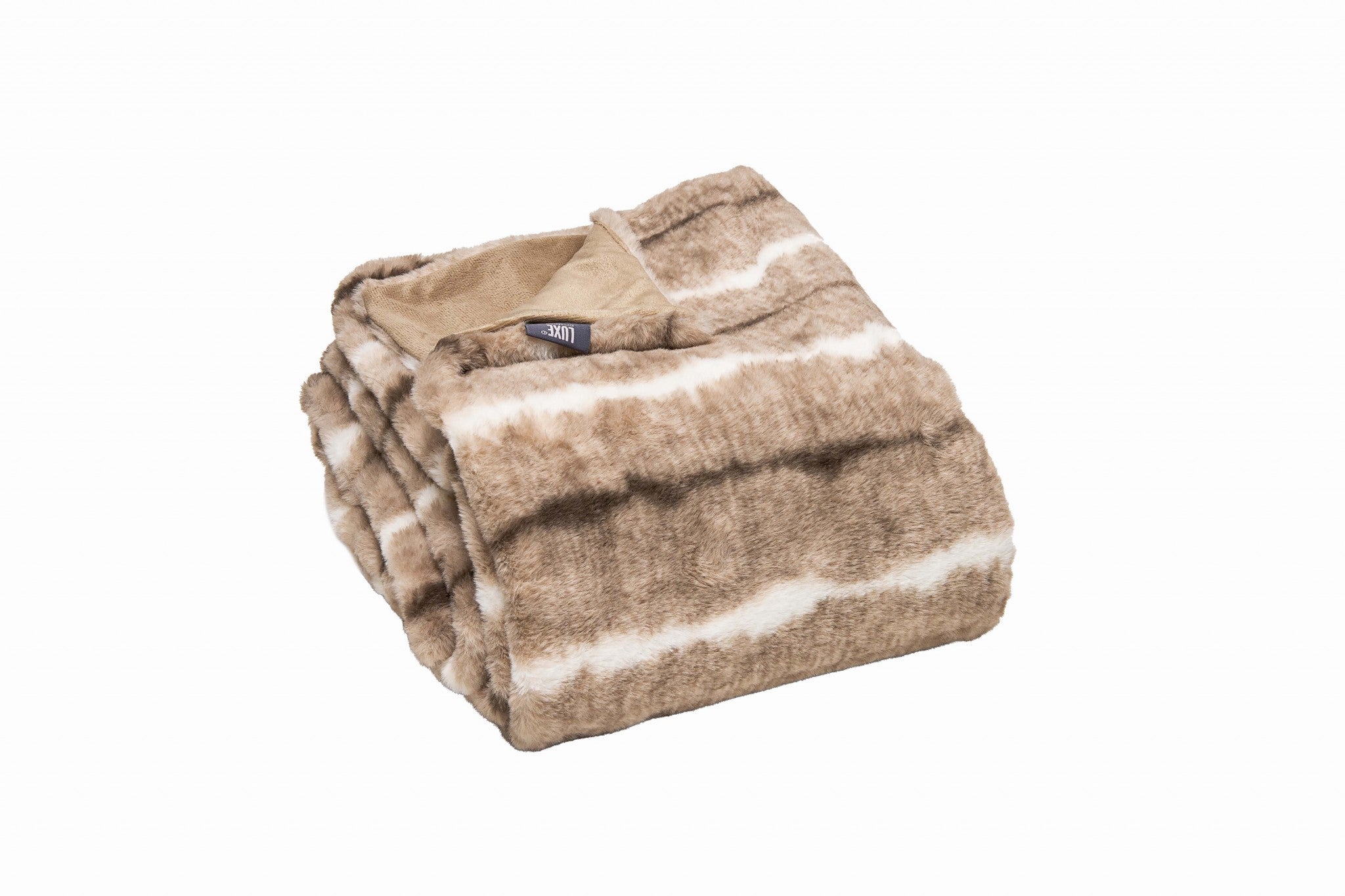 Beige Faux Fur Ombre Plush Throw