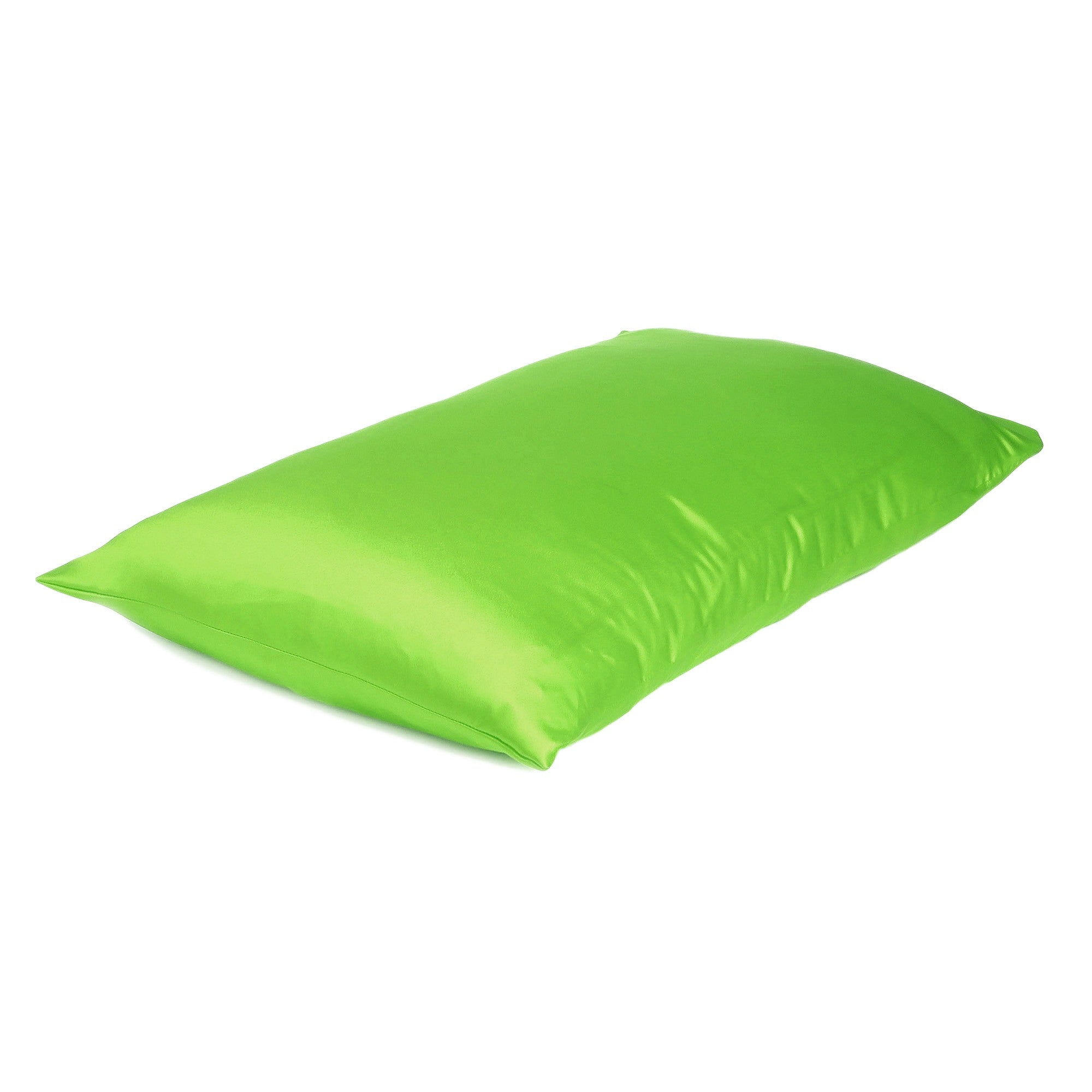 Bright Green Dreamy Set Of 2 Silky Satin King Pillowcases