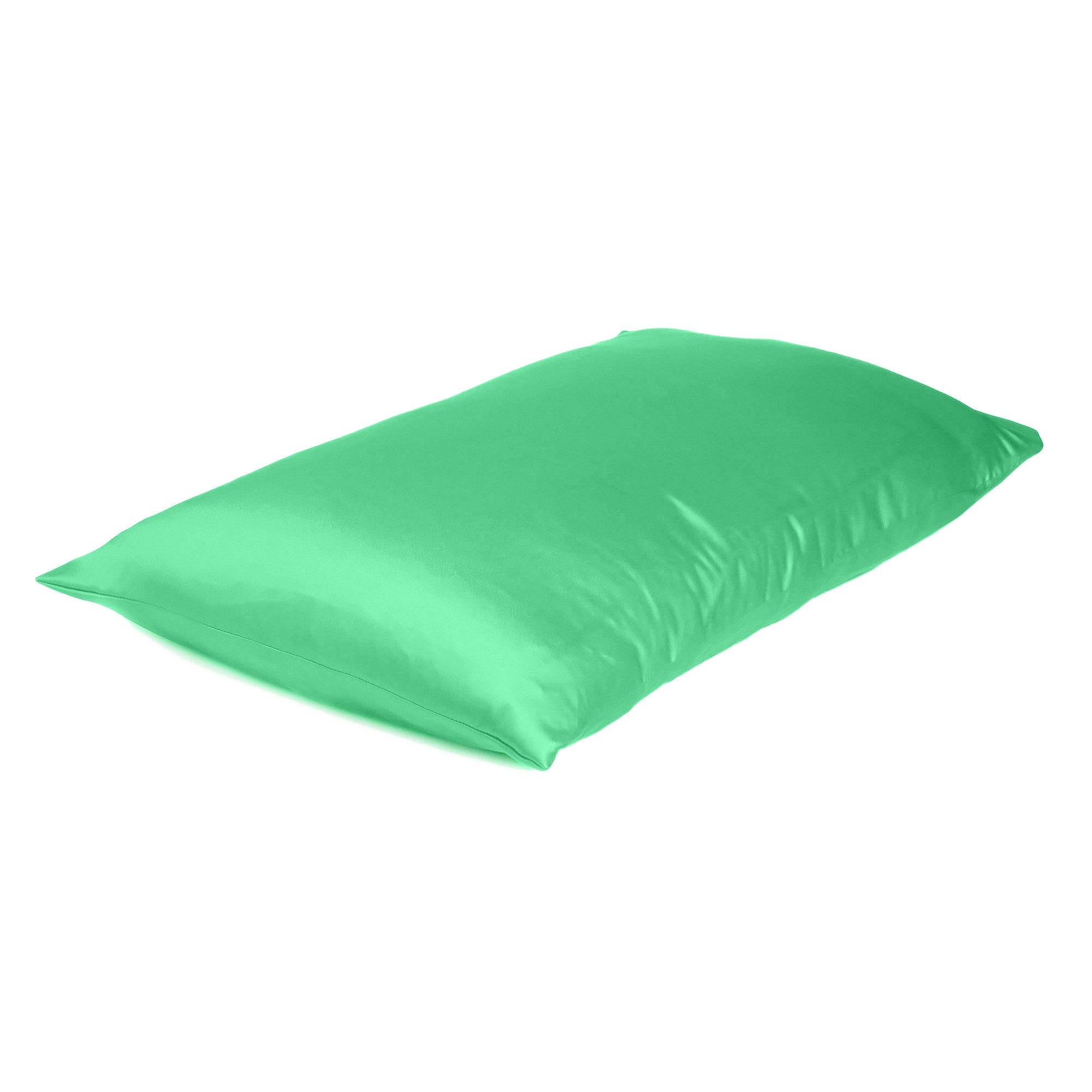 Green Dreamy Set Of 2 Silky Satin Queen Pillowcases