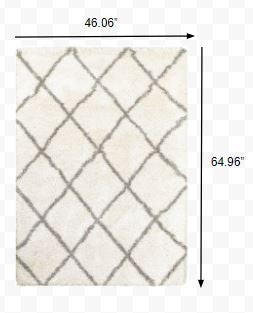 4’ X 6’ Ivory And Gray Geometric Lattice Area Rug