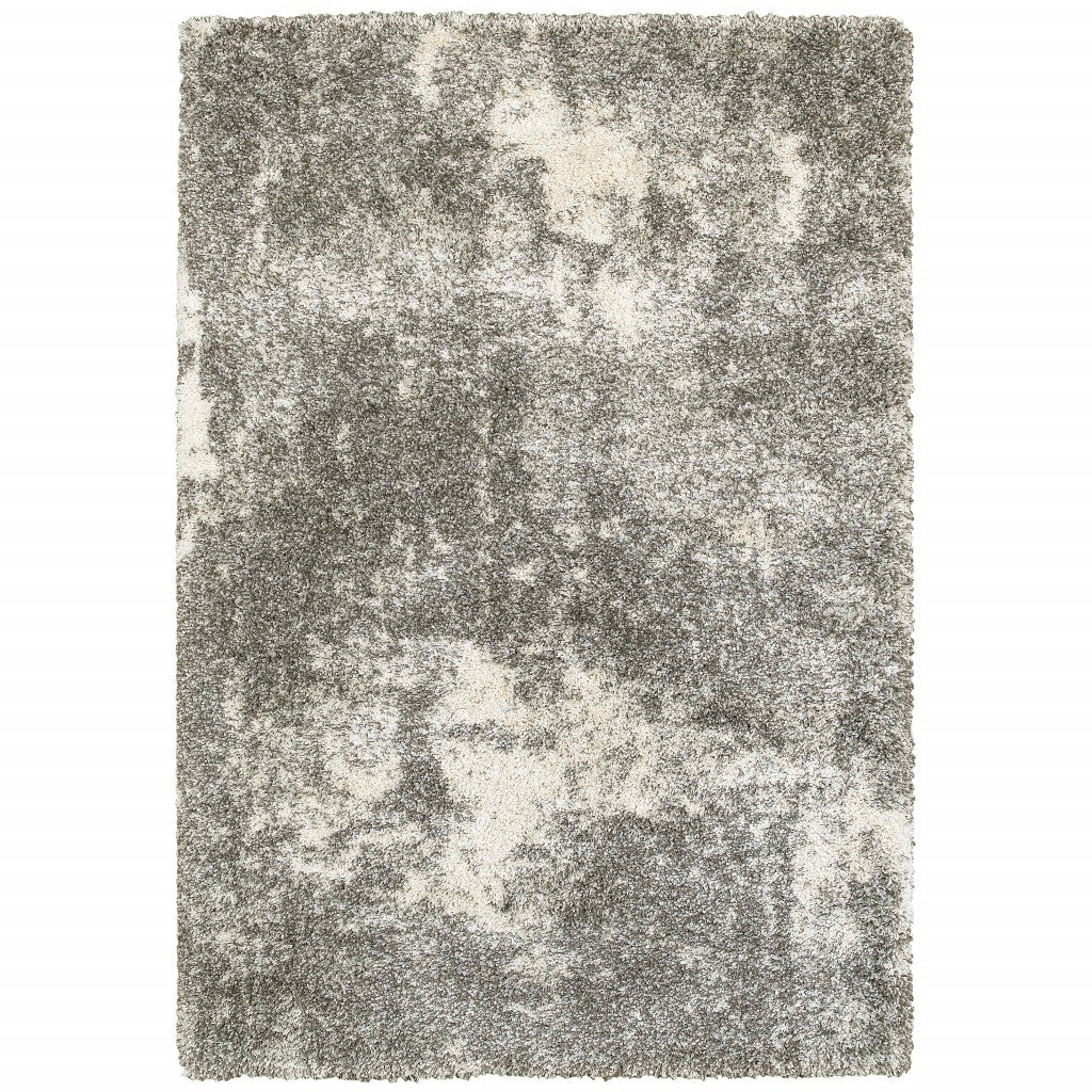 10’ X 13’ Gray And Ivory Distressed Abstract Area Rug