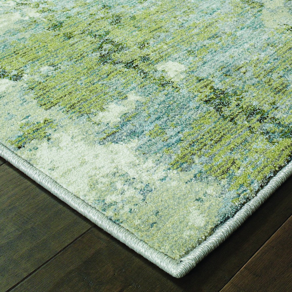 2’ X 3’ Blue And Sage Distressed Waves Indoor Scatter Rug