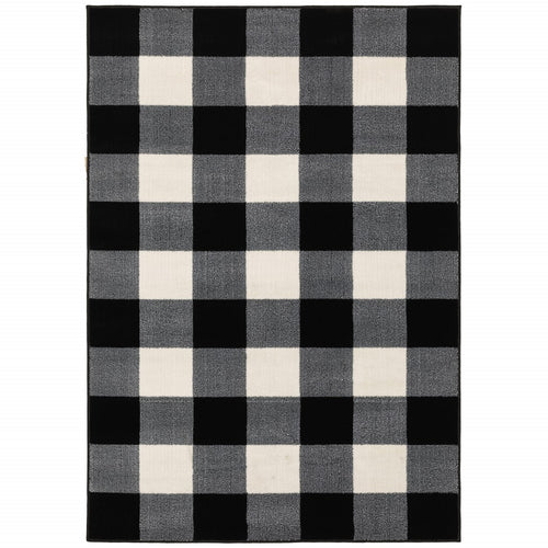 4’ X 6’ Monochromatic Gingham Pattern Indoor Area Rug