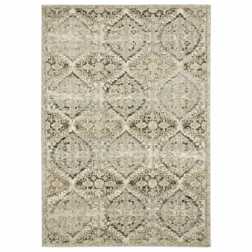 2’ X 8’ Ivory And Gray Floral Trellis Indoor Runner Rug