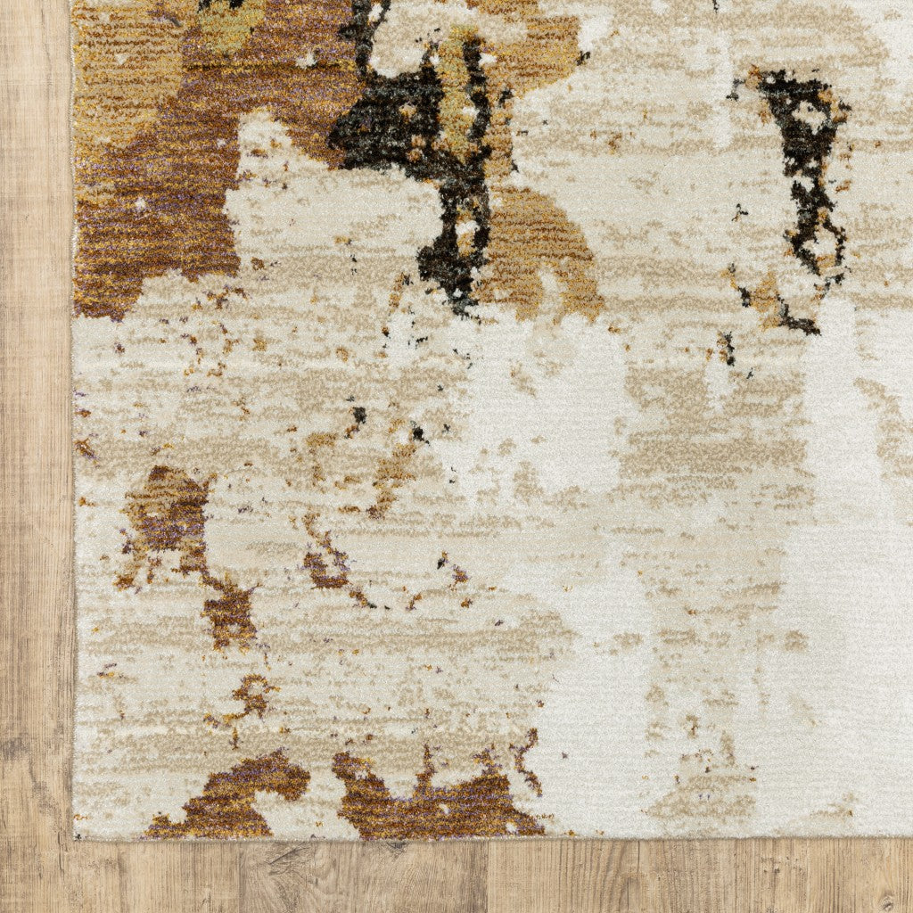 2’ X 8’ Abstract Weathered Beige And Gray Indoor Runner Rug