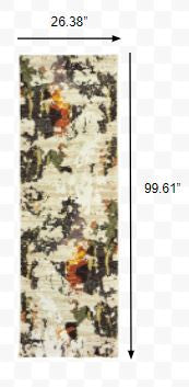 2’ X 8’ Abstract Weathered Beige And Gray Indoor Runner Rug