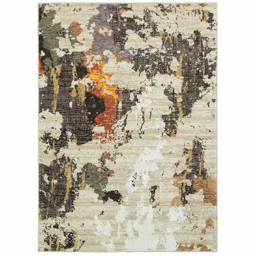 5’ X 7’ Abstract Weathered Beige And Gray Indoor Area Rug